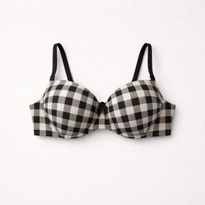 Torrid Curve 40DD Plunge Black and White Plaid Bra